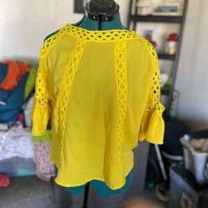 Yellow Cold Shoulder Top
